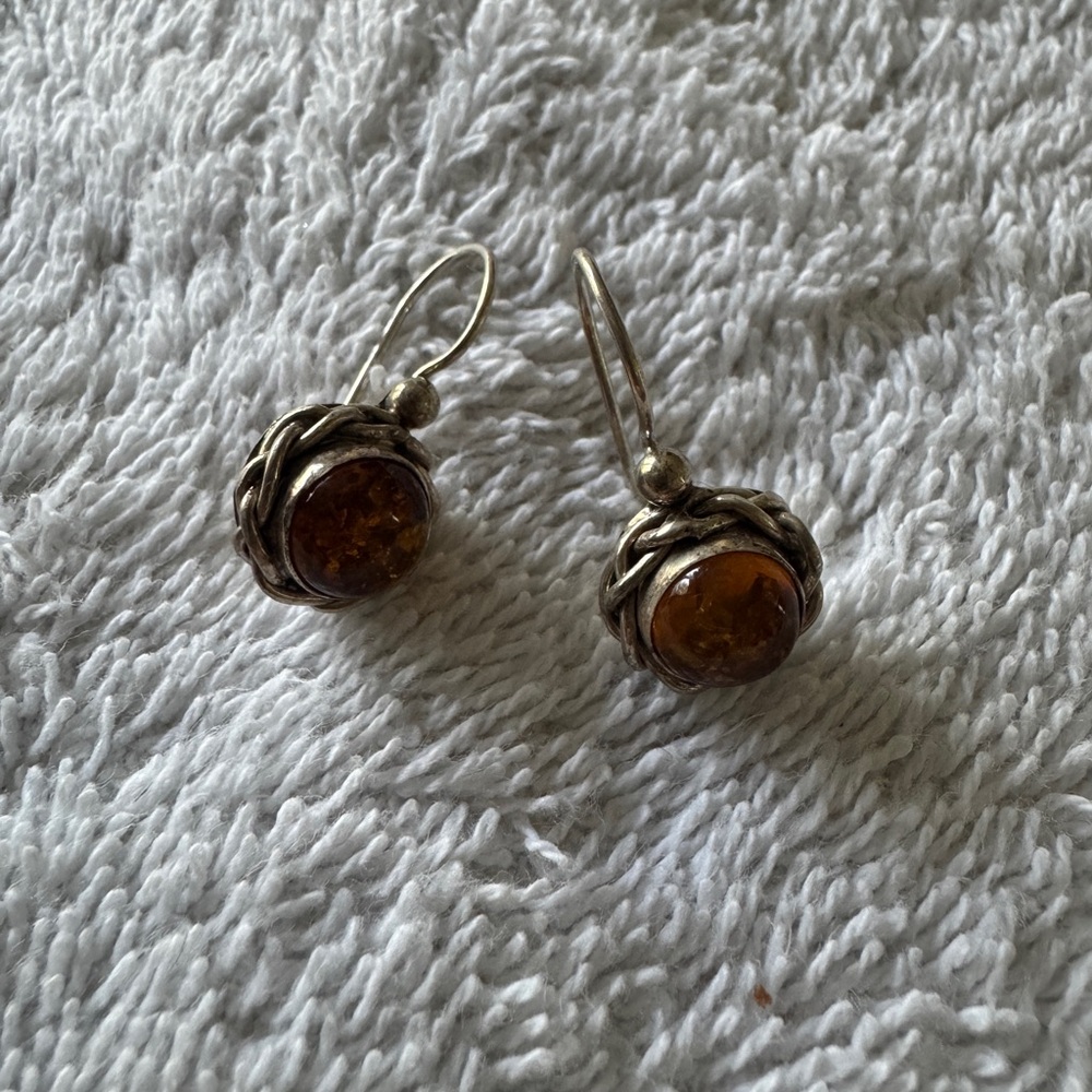 Elegant Silver and Amber Earrings